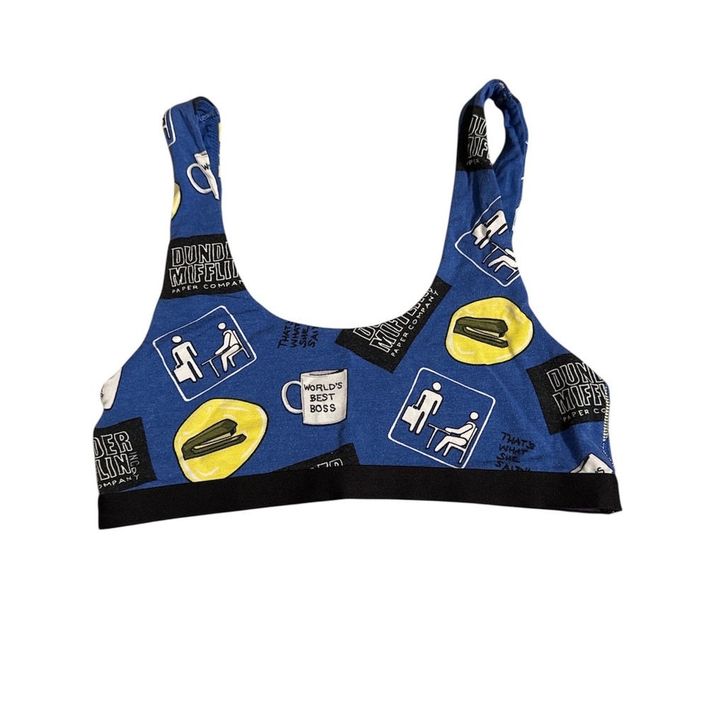 MeUndies The Office Dunder Mifflin Bralette Blue Scoop Neck Womens Small